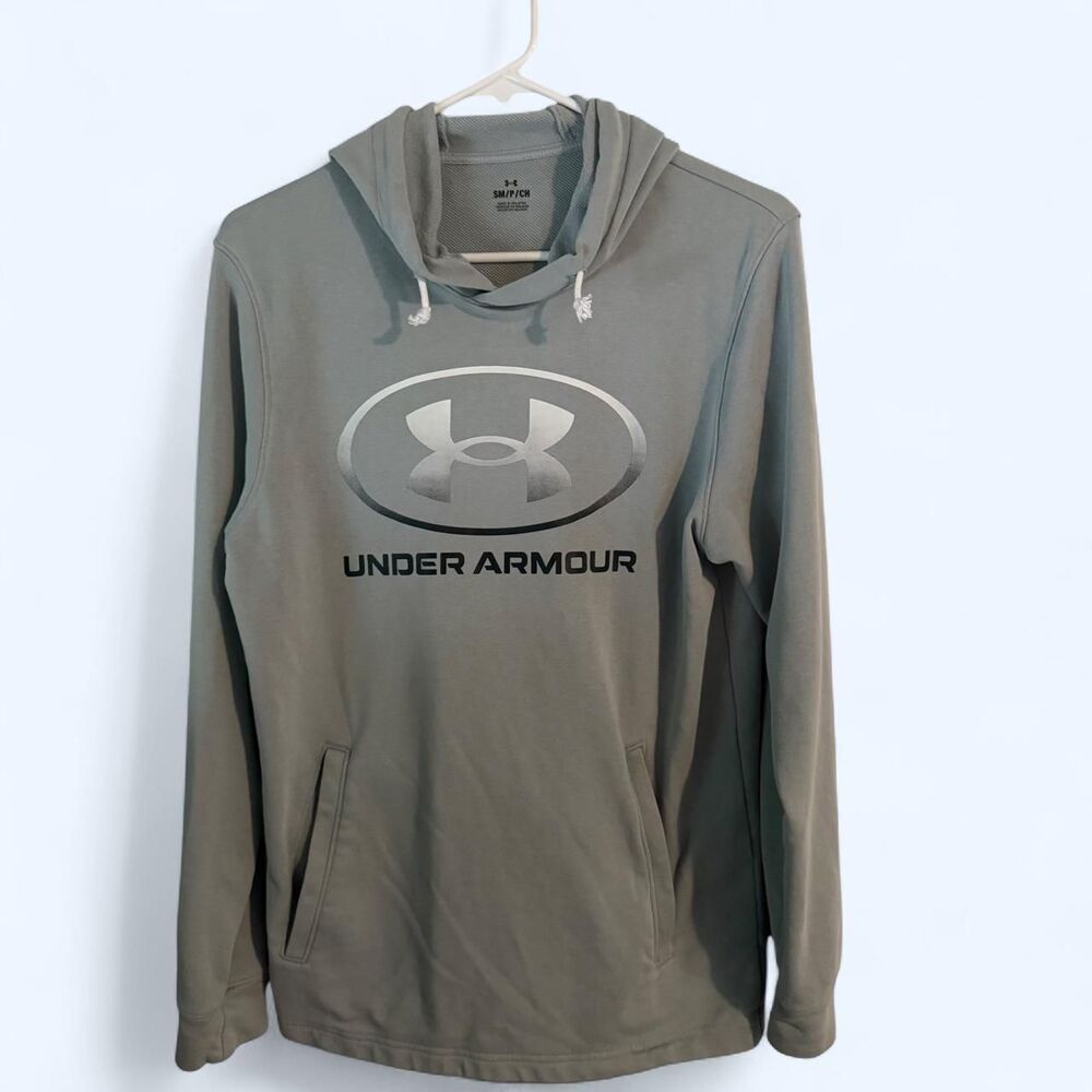 Under Armour Grey Big Logo Pullover Hoodie Size Small